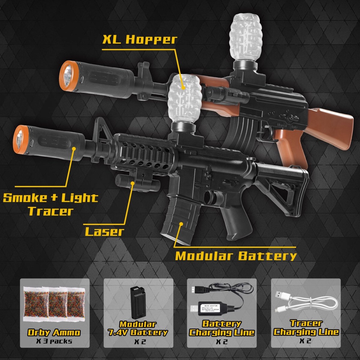 AROBEF 2 Pack Gel Blaster AK+M4(Black) - EMERBUtoysEMERBUtoys
