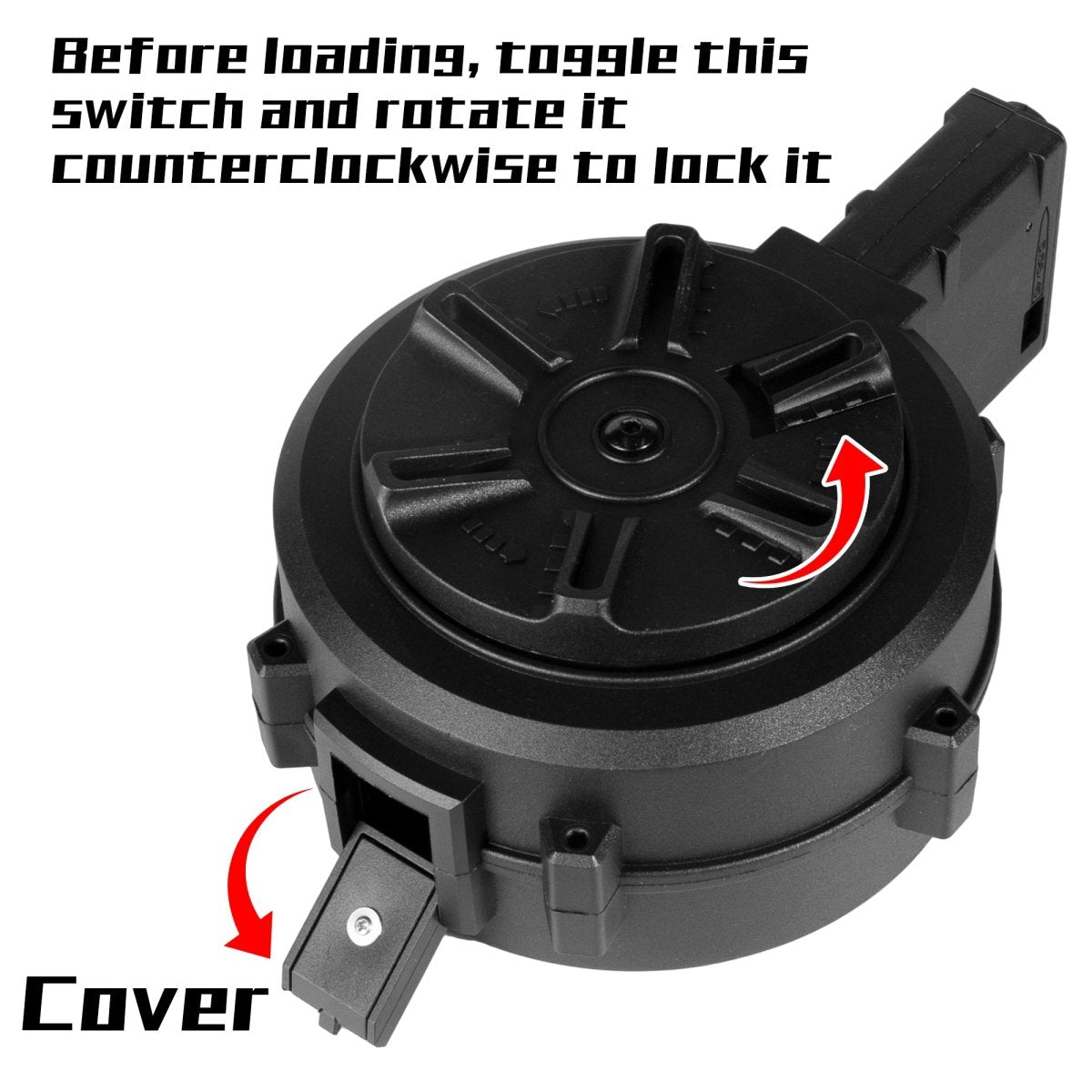 EMERBU Gel Ball Blaster Gun Electric Drum Magazine for AR Series(Black) - EMERBUtoysEMERBUtoys