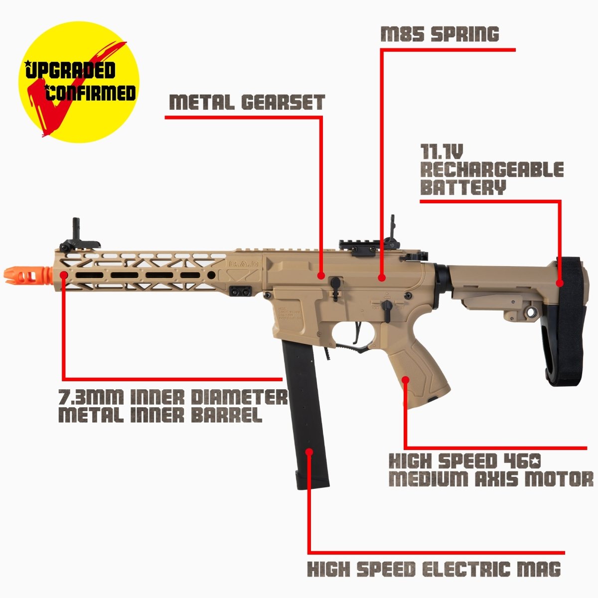 EMERBU Modified ARP9 Plus Splatter Gel Ball Blaster Gun(Tan) - EMERBUtoysEMERBUtoys