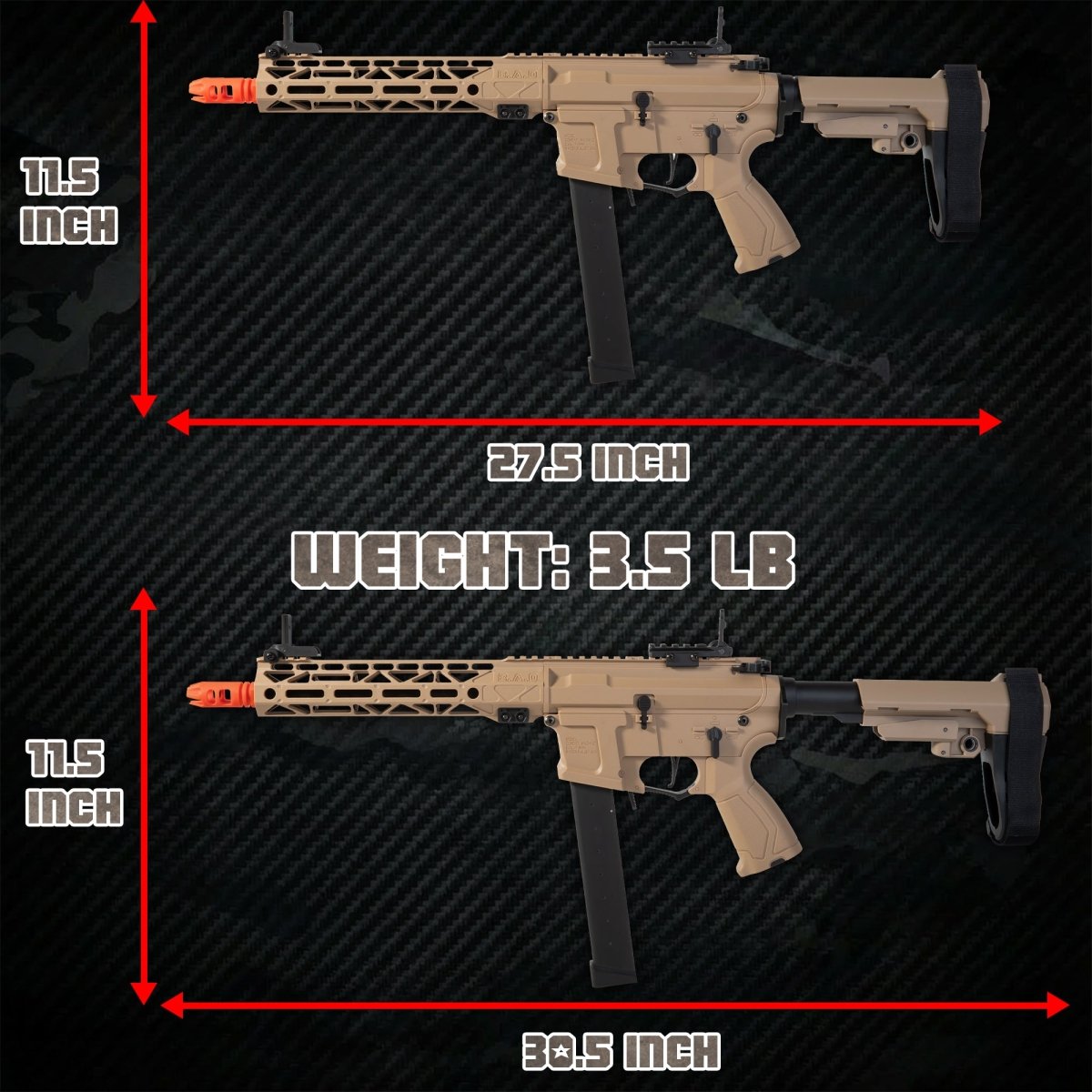 EMERBU Modified ARP9 Plus Splatter Gel Ball Blaster Gun(Tan) - EMERBUtoysEMERBUtoys