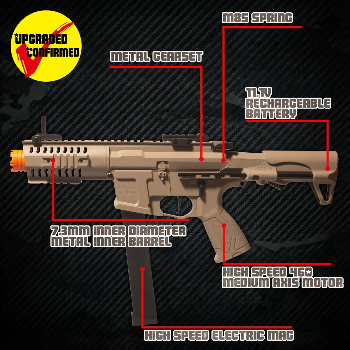 EMERBU Modified ARP9 Splatter Gel Ball Blaster Gun(Tan) - EMERBUtoysEMERBUtoys