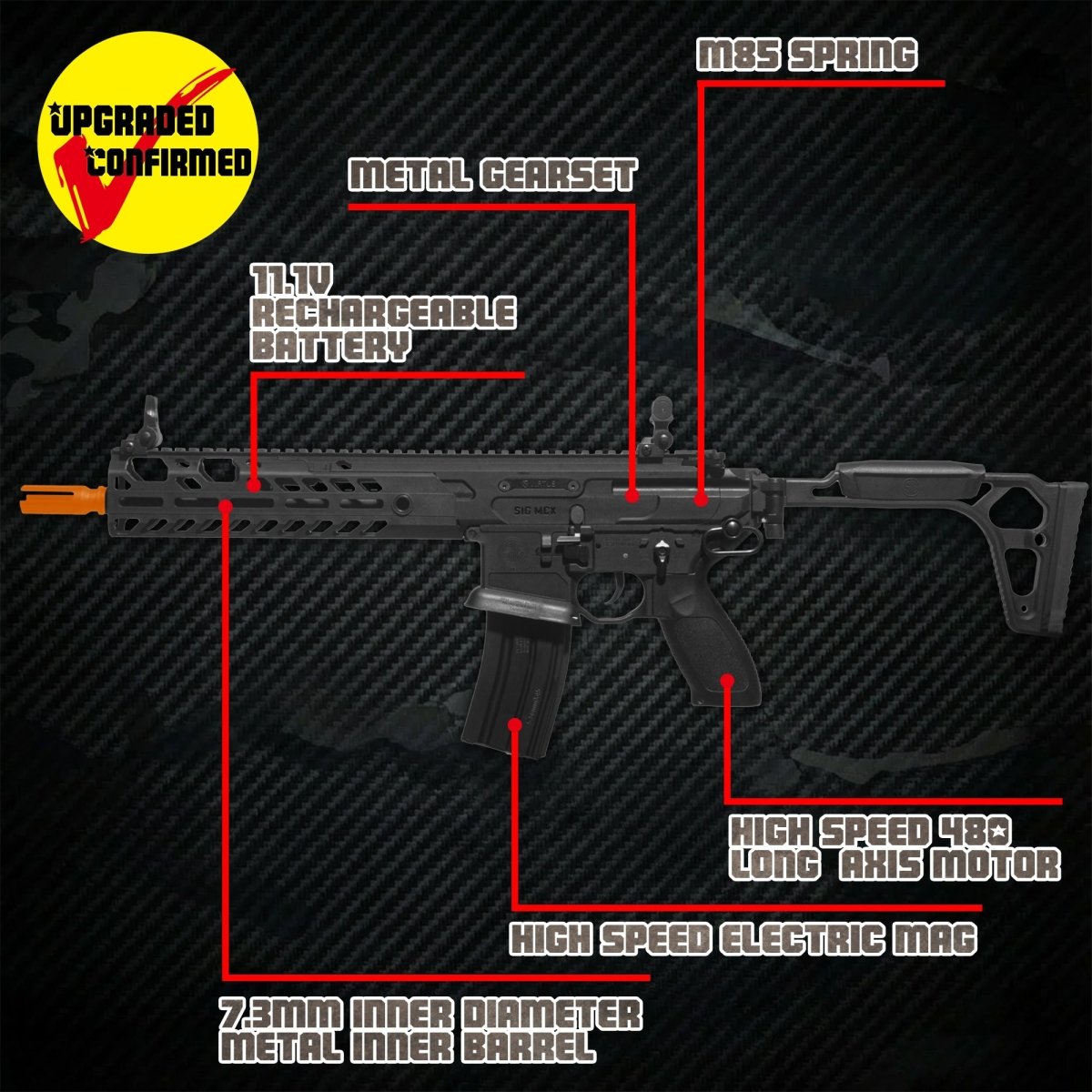EMERBU Modified MCX Splatter Gel Ball Blaster Gun(Black) - EMERBUtoysEMERBUtoys