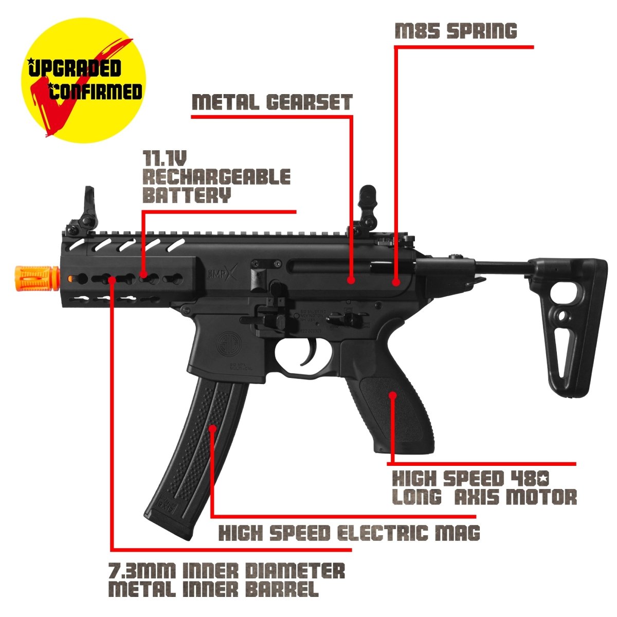 EMERBU Modified MPX Splatter Gel Ball Blaster Gun(Black) - EMERBUtoysEMERBUtoys