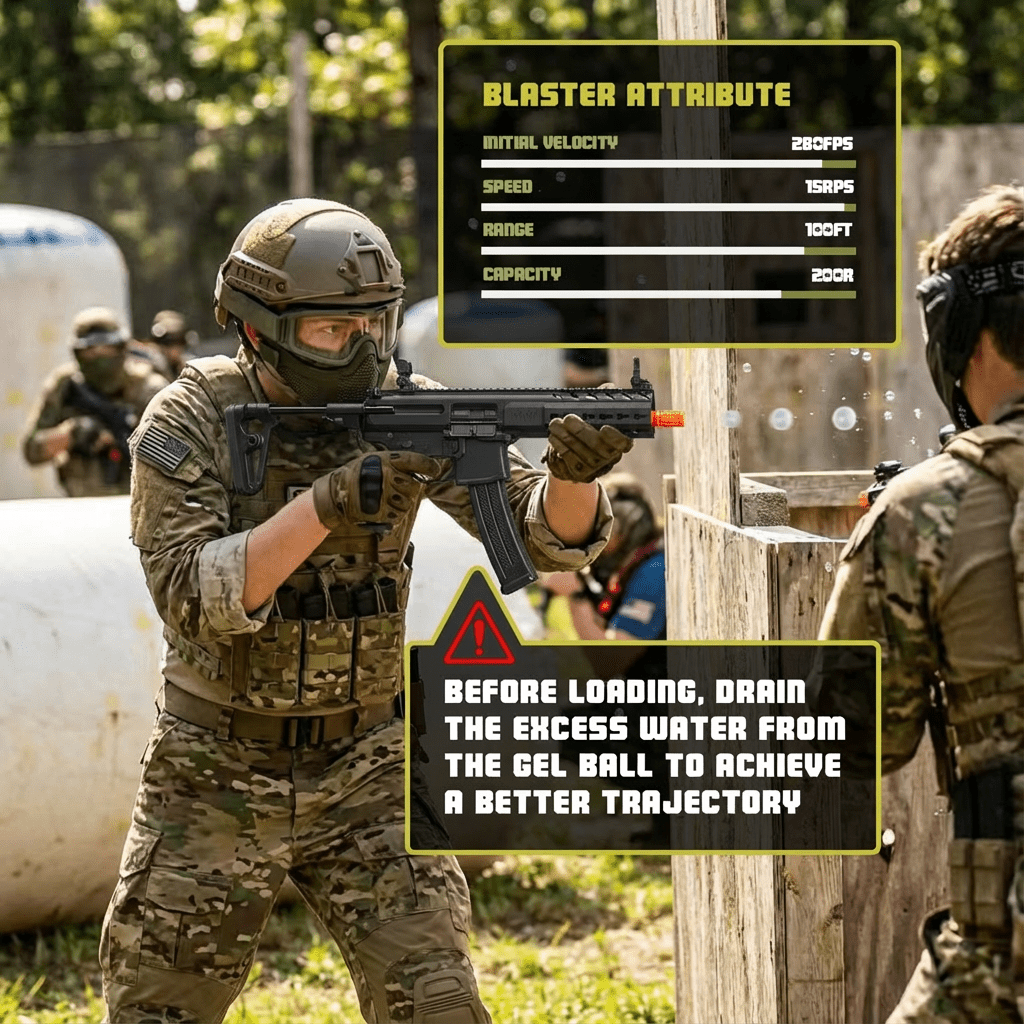 EMERBU Modified MPX Splatter Gel Ball Blaster Gun(Black) - EMERBUtoysEMERBUtoys