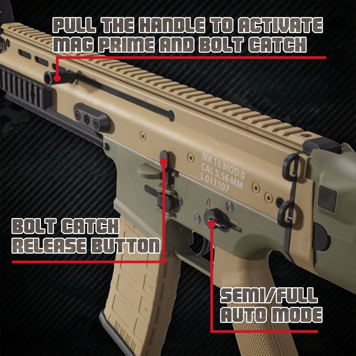 EMERBU Modified SCAR Splatter Gel Ball Blaster Gun(Tan) - EMERBUtoysEMERBUtoys