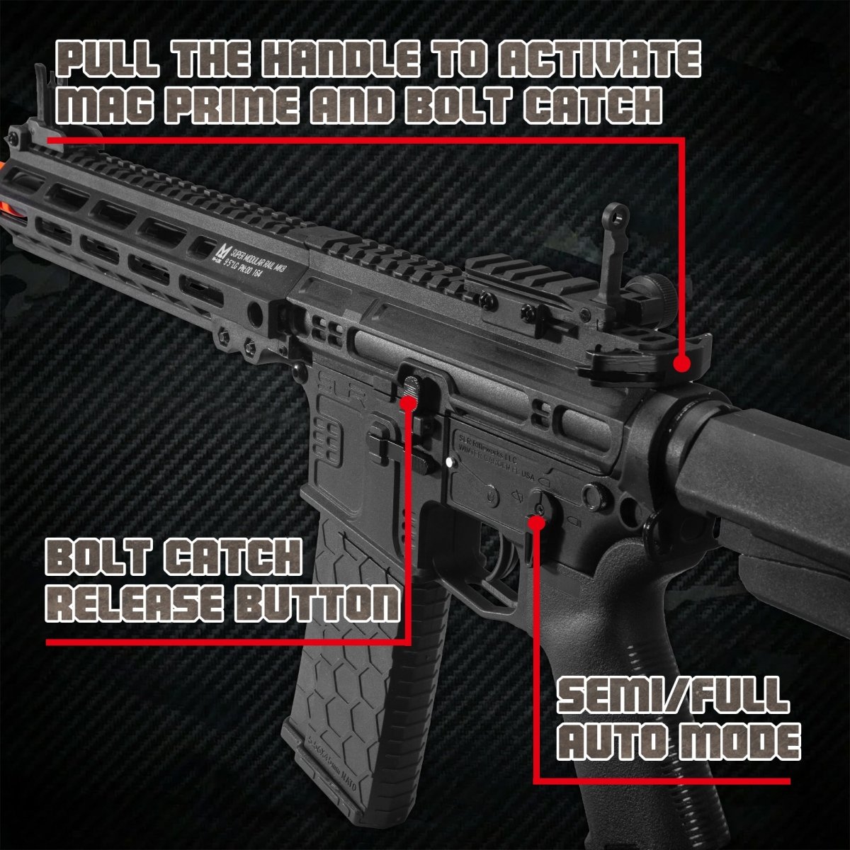 EMERBU Modified SLR Splatter Gel Ball Blaster Gun(Black) - EMERBUtoysEMERBUtoys