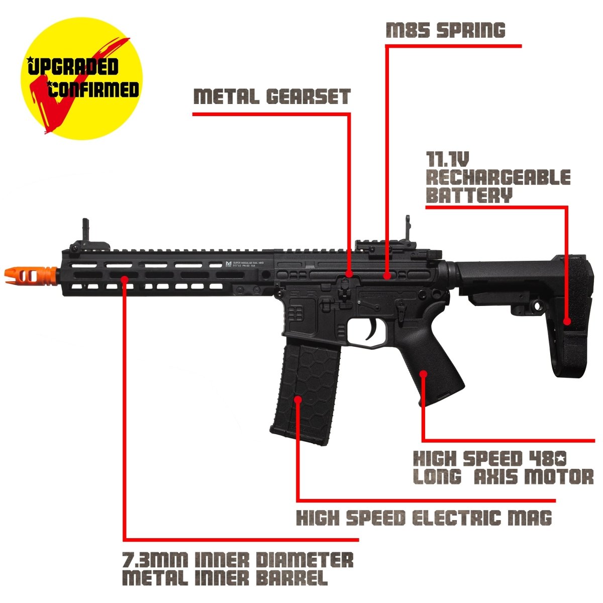 EMERBU Modified SLR Splatter Gel Ball Blaster Gun(Black) - EMERBUtoysEMERBUtoys