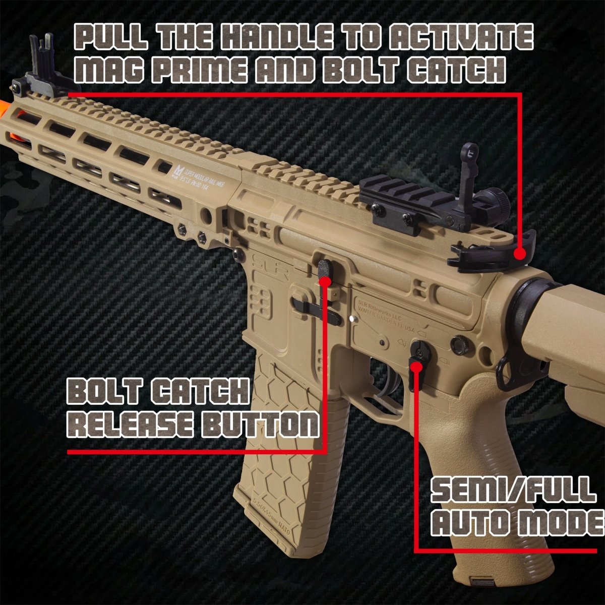 EMERBU Modified SLR Splatter Gel Ball Blaster Gun(Tan) - EMERBUtoysEMERBUtoys