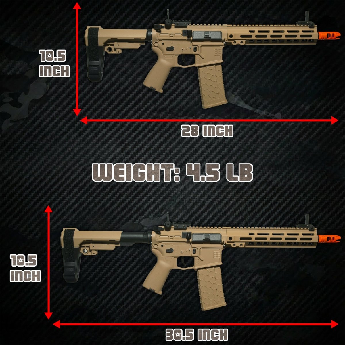 EMERBU Modified SLR Splatter Gel Ball Blaster Gun(Tan) - EMERBUtoysEMERBUtoys