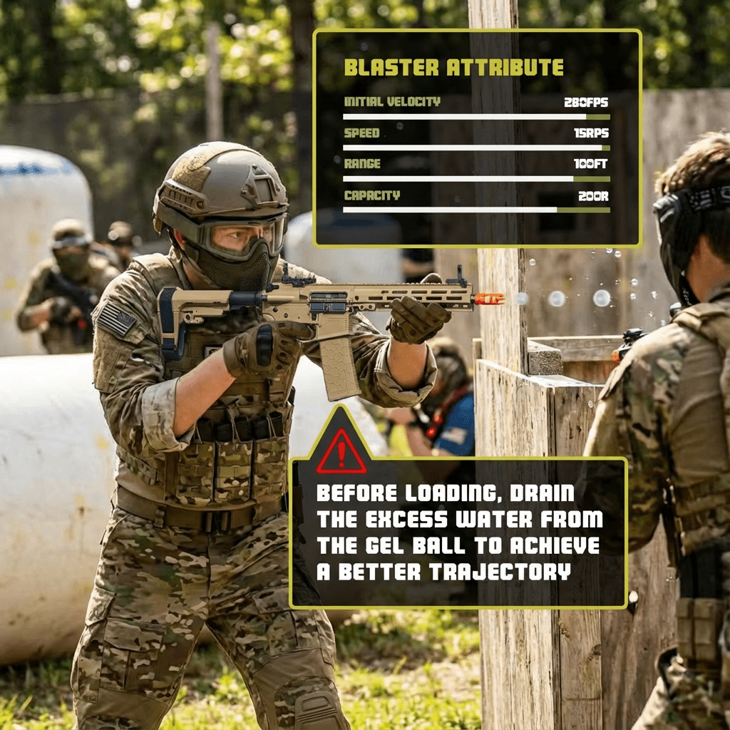 EMERBU Modified SLR Splatter Gel Ball Blaster Gun(Tan) - EMERBUtoysEMERBUtoys