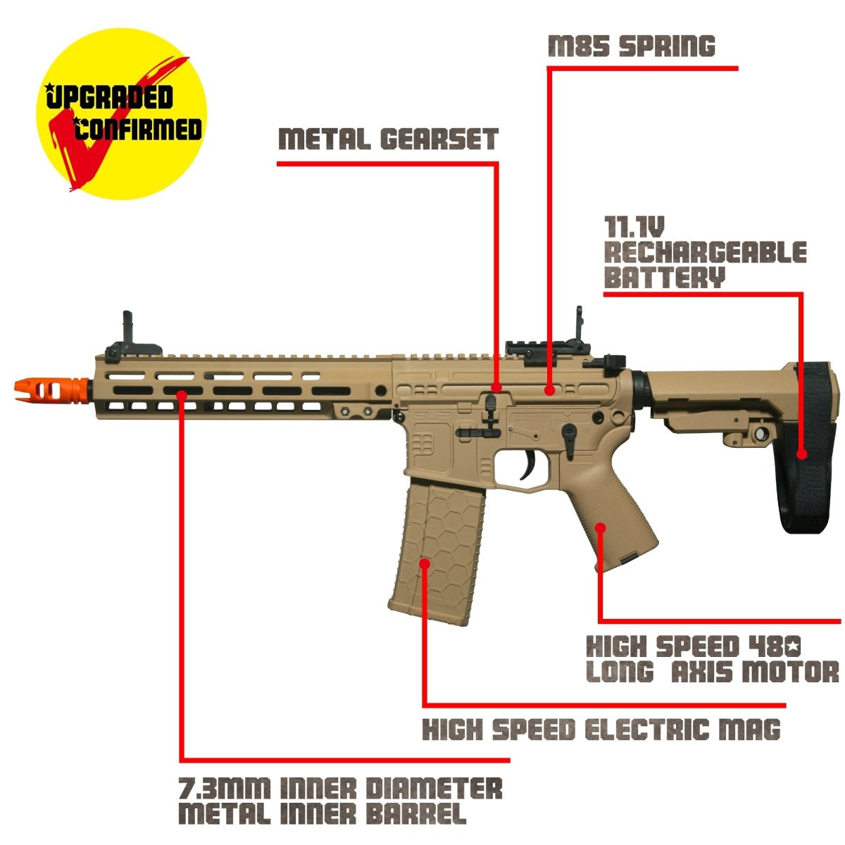 EMERBU Modified SLR Splatter Gel Ball Blaster Gun(Tan) - EMERBUtoysEMERBUtoys