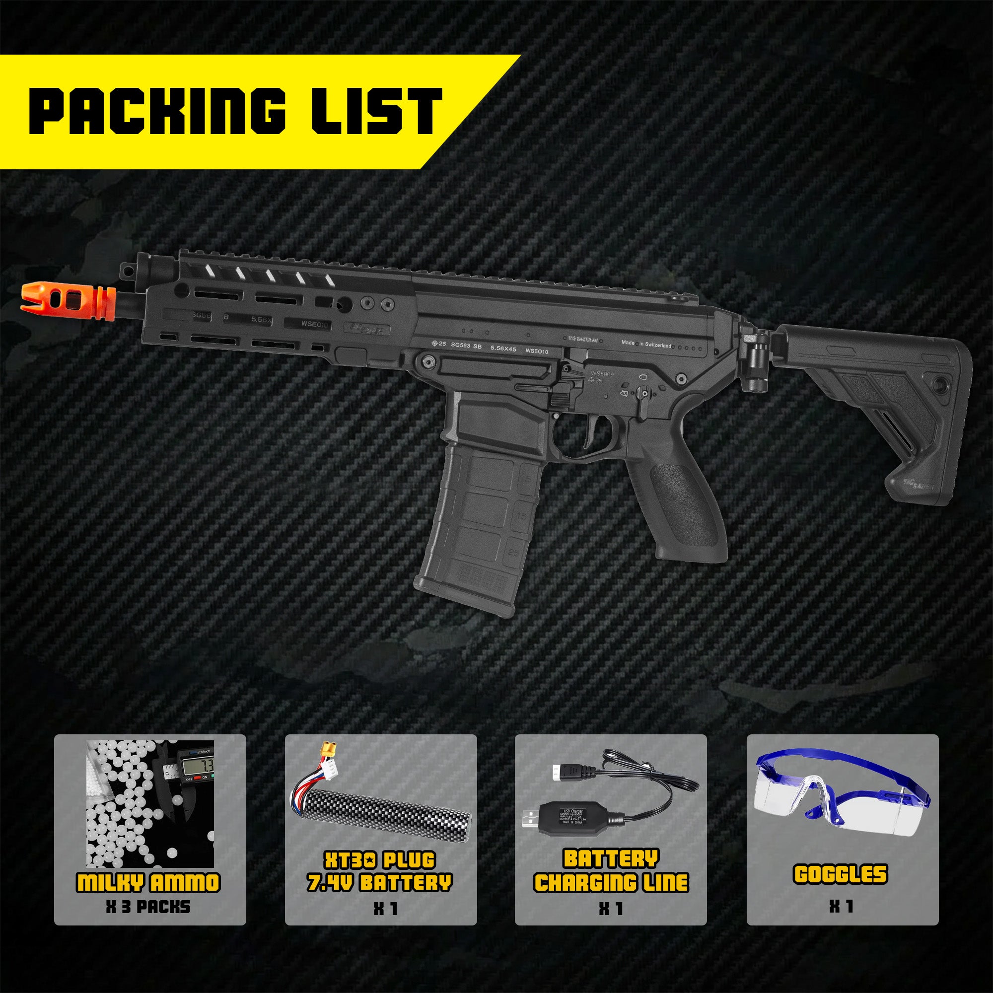 EMERBU Pro-Grade SIG563 Gel Blaster Gun(Black)