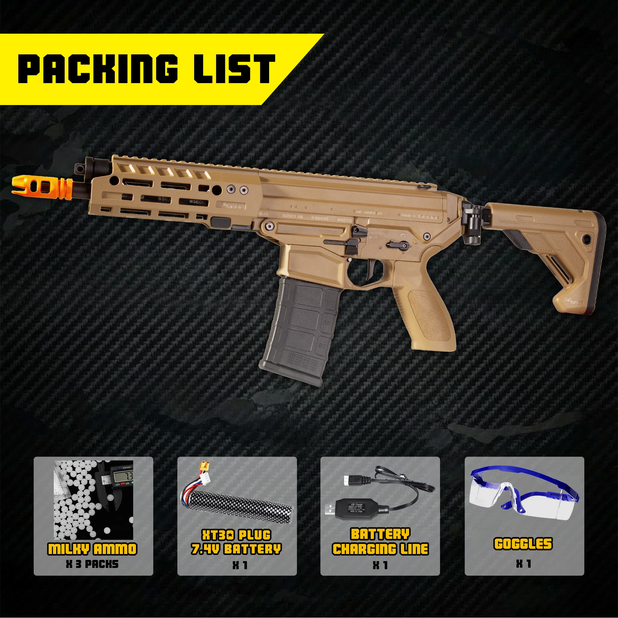 EMERBU Pro-Grade SIG563 Gel Blaster Gun(Tan)