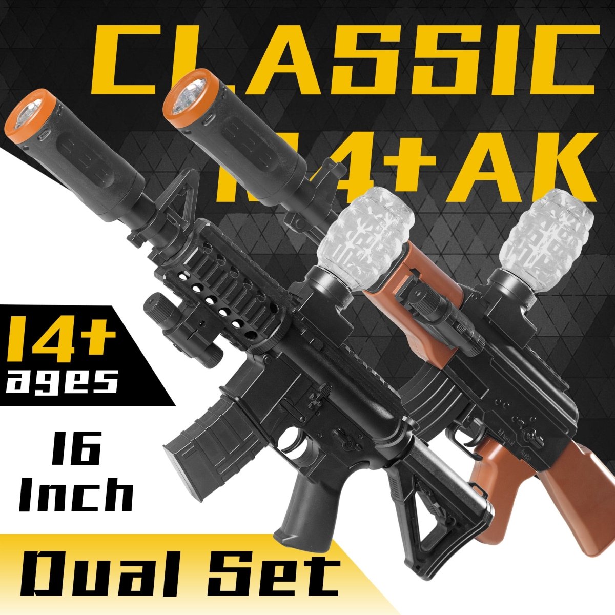 AROBEF 2 Pack Gel Blaster AK+M4(Black) - EMERBUtoysEMERBUtoys