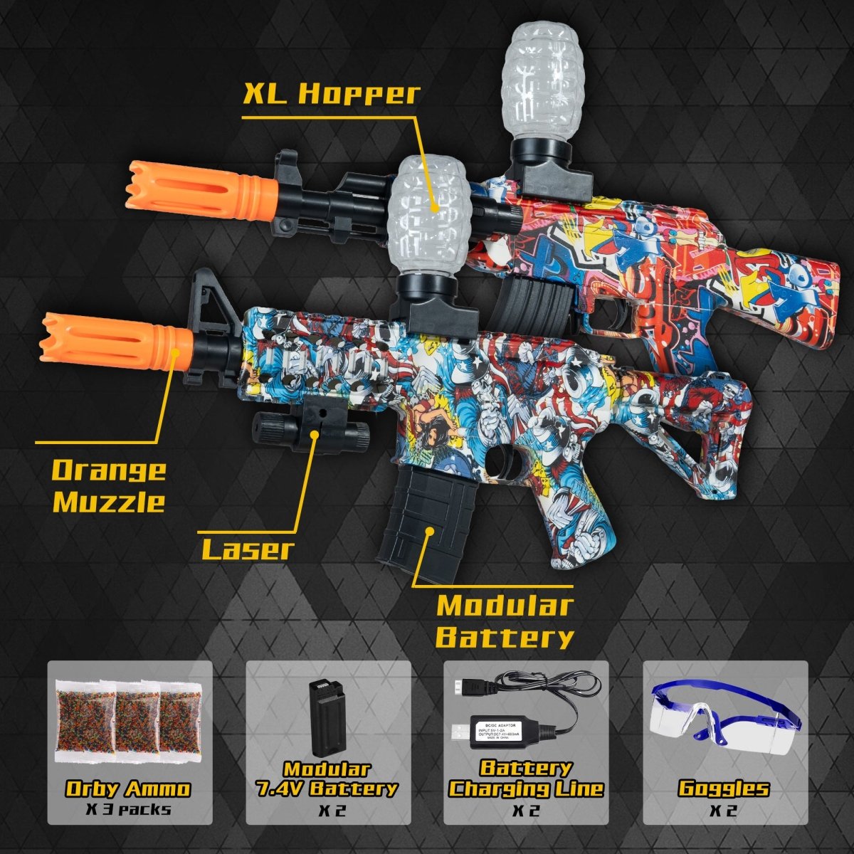AROBEF 2 Pack Gel Blaster AK+M4(Colorful) - EMERBUtoysEMERBUtoys