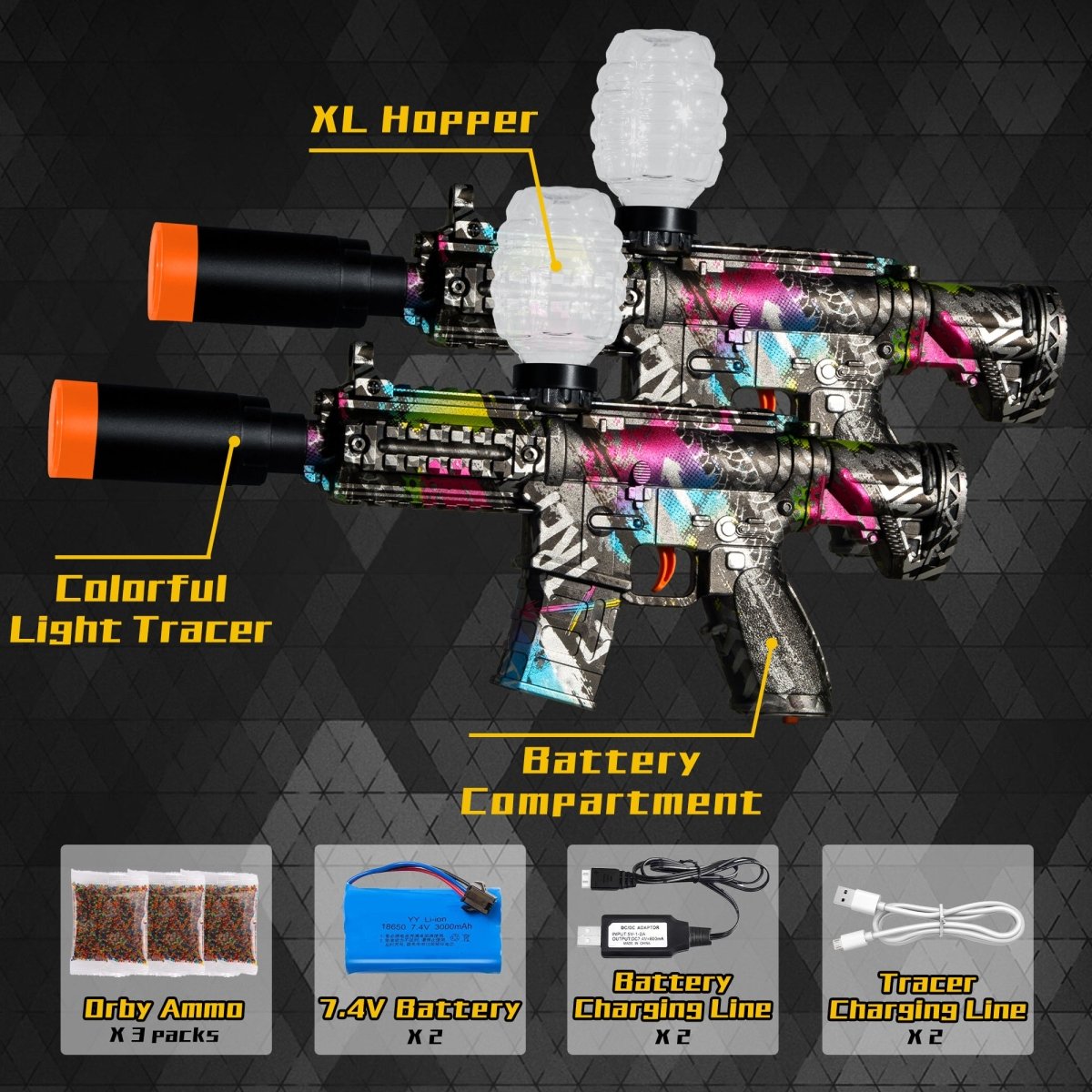 AROBEF 2 Pack Gel Blaster M416(Colorful) - EMERBUtoysEMERBUtoys