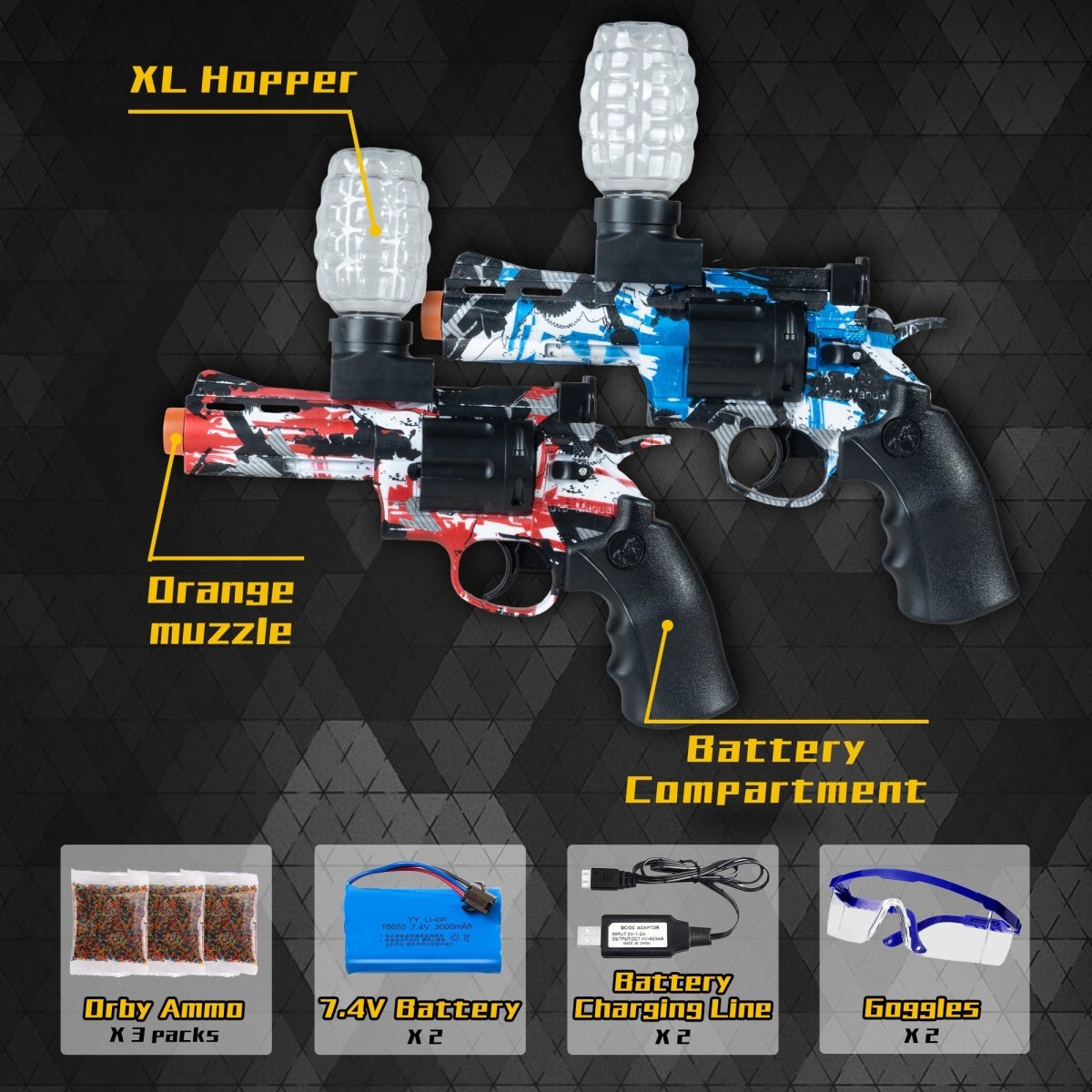 AROBEF 2 Pack Gel Blaster Revolver(Colorful) - EMERBUtoysEMERBUtoys