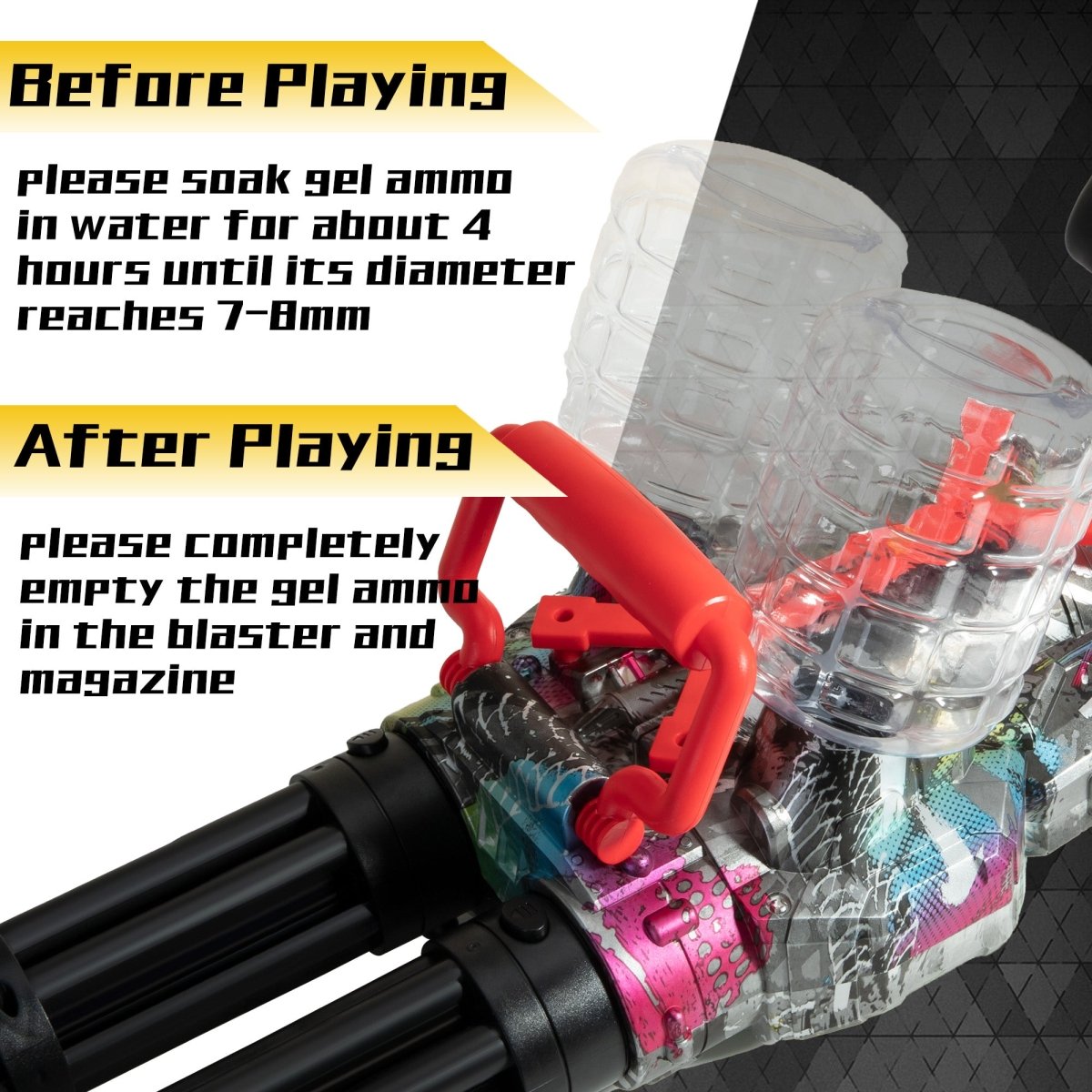 AROBEF Entry - Level Gel Blaster Gatling with Dual Barrel - EMERBUtoysEMERBUtoys