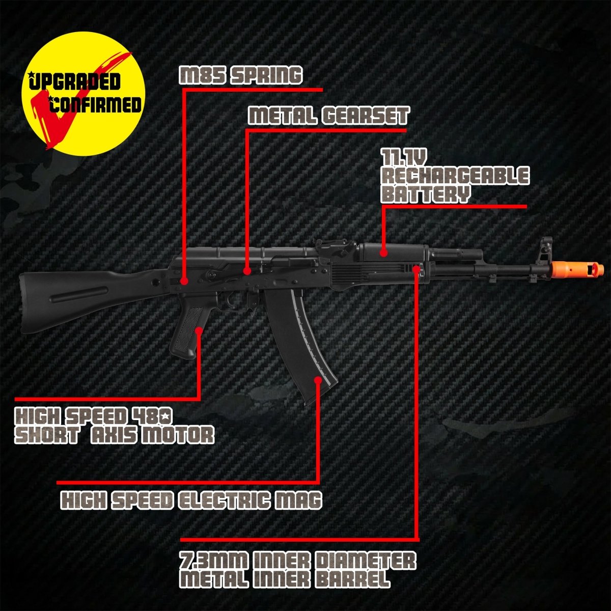 EMERBU Modified AK74M Splatter Gel Ball Blaster Gun - EMERBUtoysEMERBUtoys