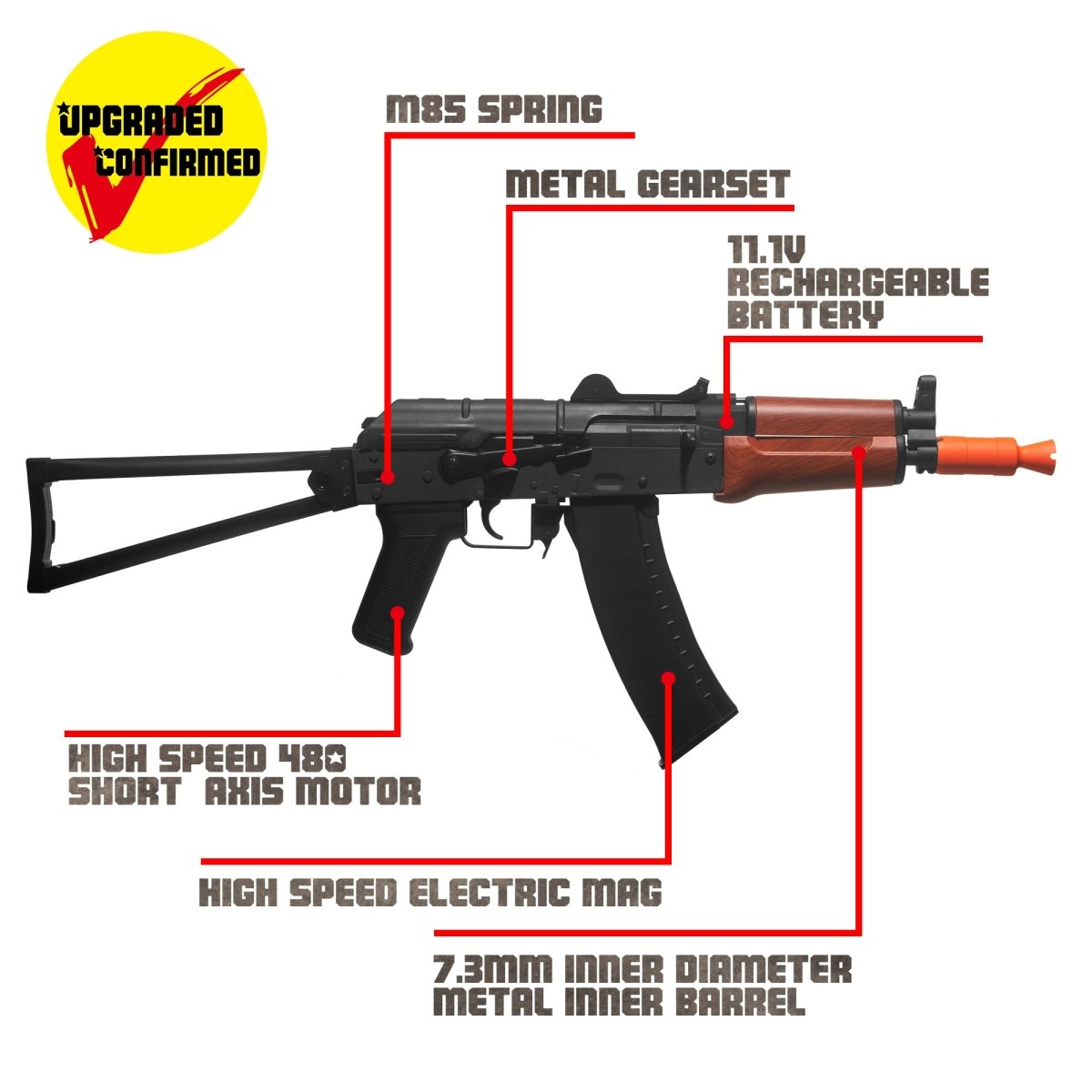 EMERBU Modified AKS74U Splatter Gel Ball Blaster Gun