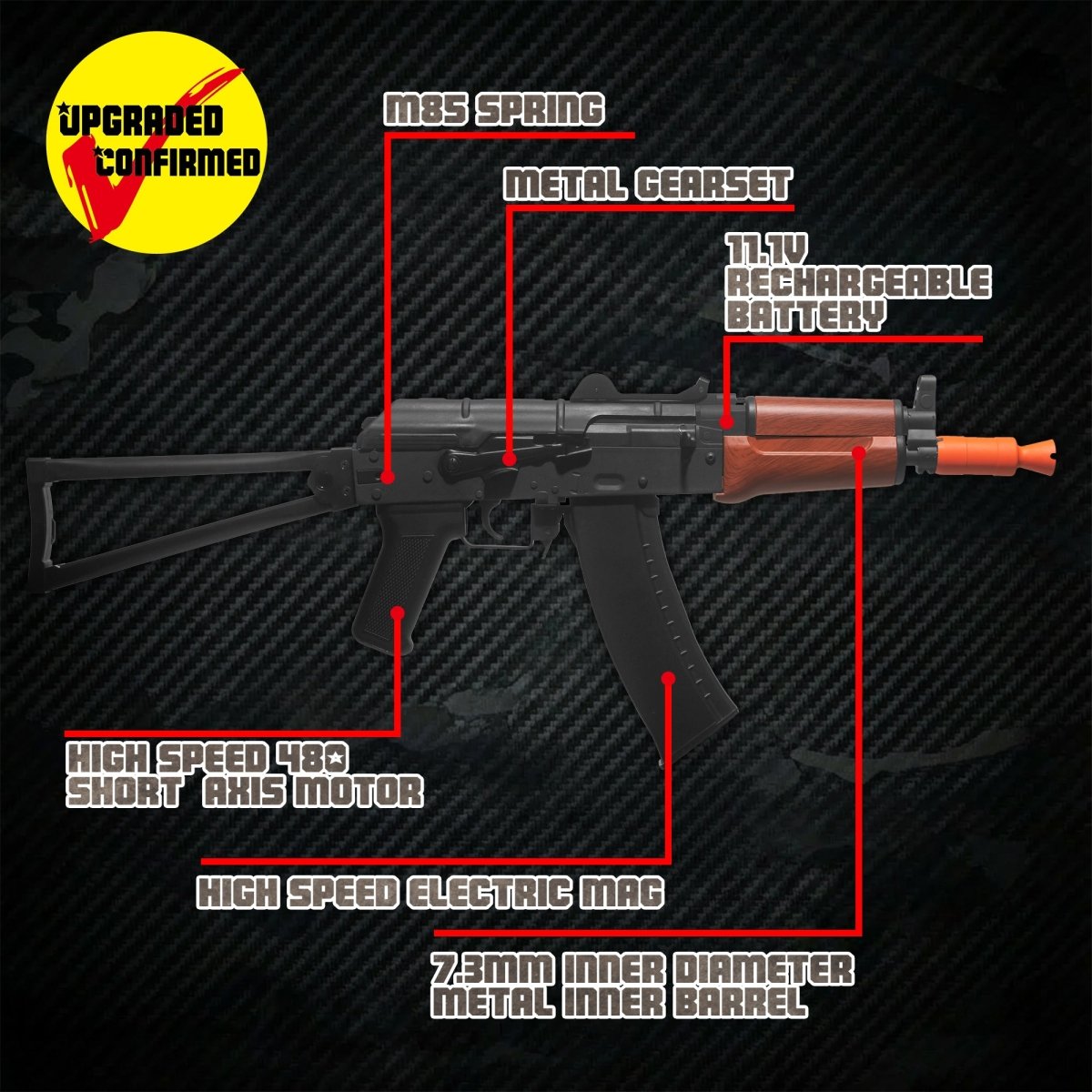 EMERBU Modified AKS74U Splatter Gel Ball Blaster Gun - EMERBUtoysEMERBUtoys