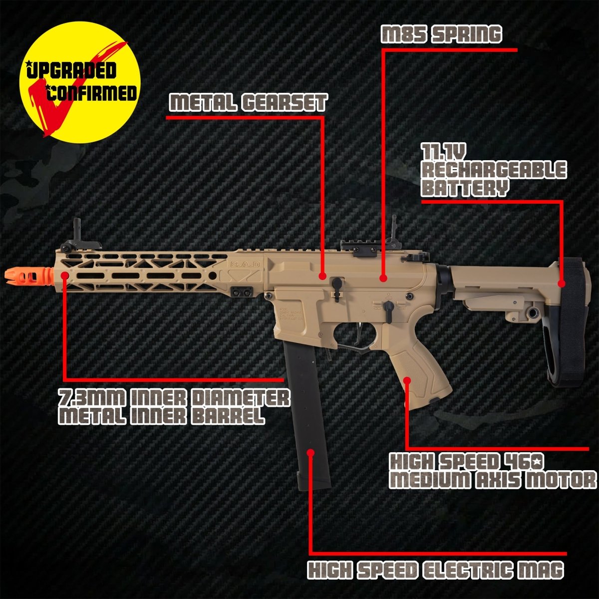 EMERBU Modified ARP9 Plus Splatter Gel Ball Blaster Gun(Tan) - EMERBUtoysEMERBUtoys