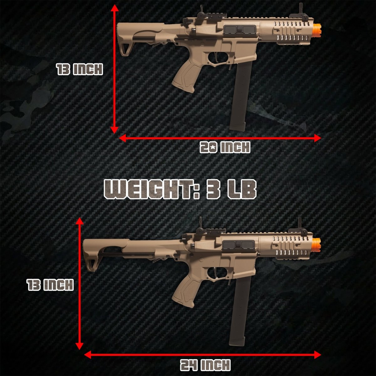 EMERBU Modified ARP9 Splatter Gel Ball Blaster Gun(Tan)