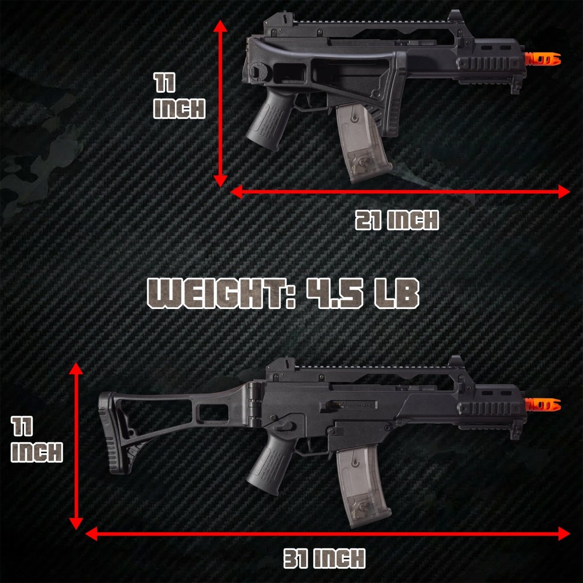 EMERBU Modified G36C Splatter Gel Ball Blaster Gun(Black) - EMERBUtoysEMERBUtoys