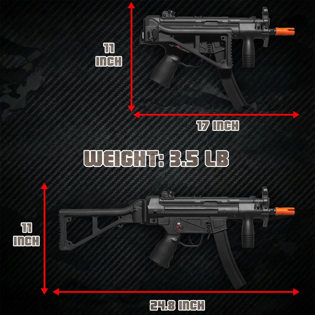 EMERBU Modified MP5K PDW Splatter Gel Ball Blaster Gun(Black) - EMERBUtoysEMERBUtoys