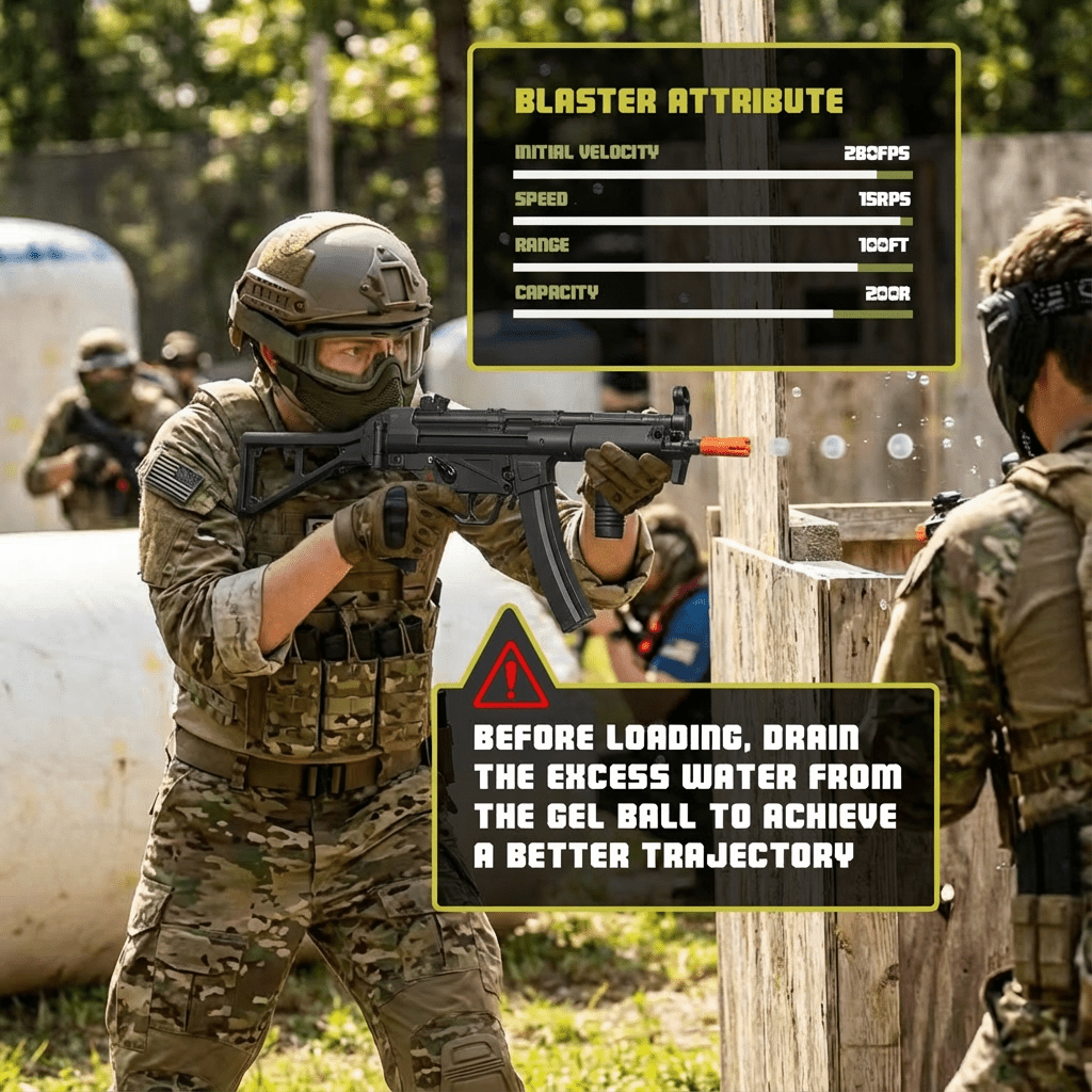 EMERBU Modified MP5K PDW Splatter Gel Ball Blaster Gun(Black) - EMERBUtoysEMERBUtoys