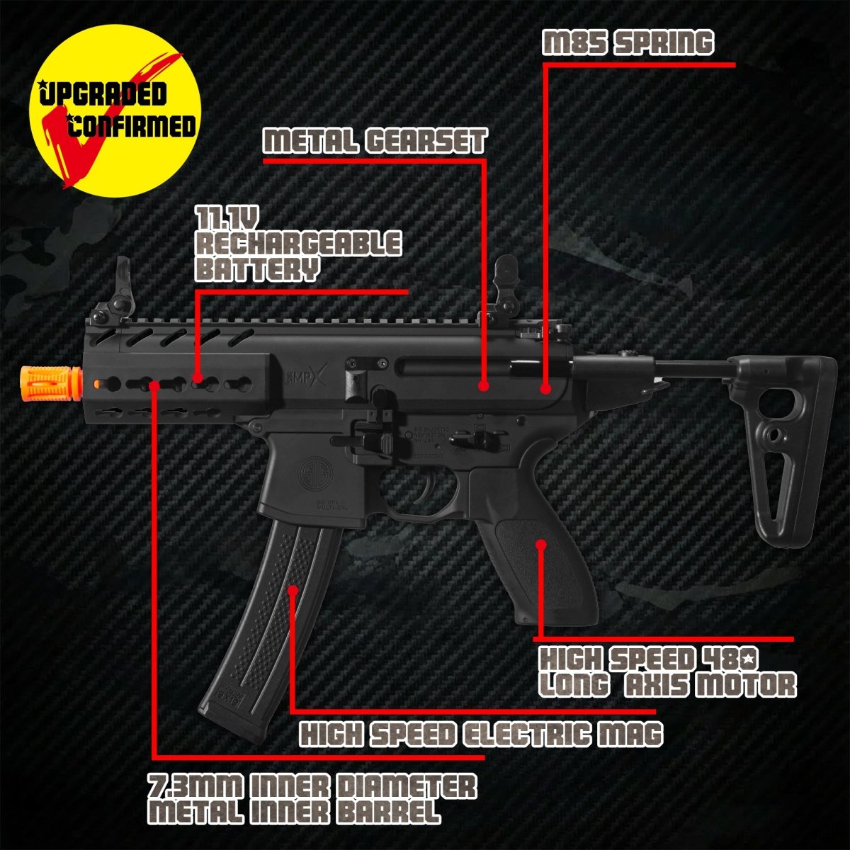 EMERBU Modified MPX Splatter Gel Ball Blaster Gun(Black) - EMERBUtoysEMERBUtoys