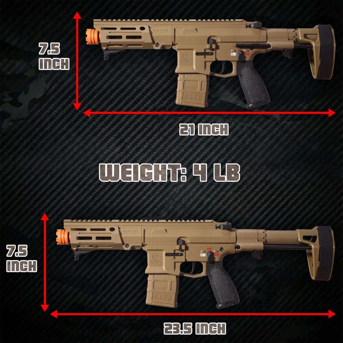 EMERBU Modified PDX Splatter Gel Ball Blaster Gun(Tan) - EMERBUtoysEMERBUtoys