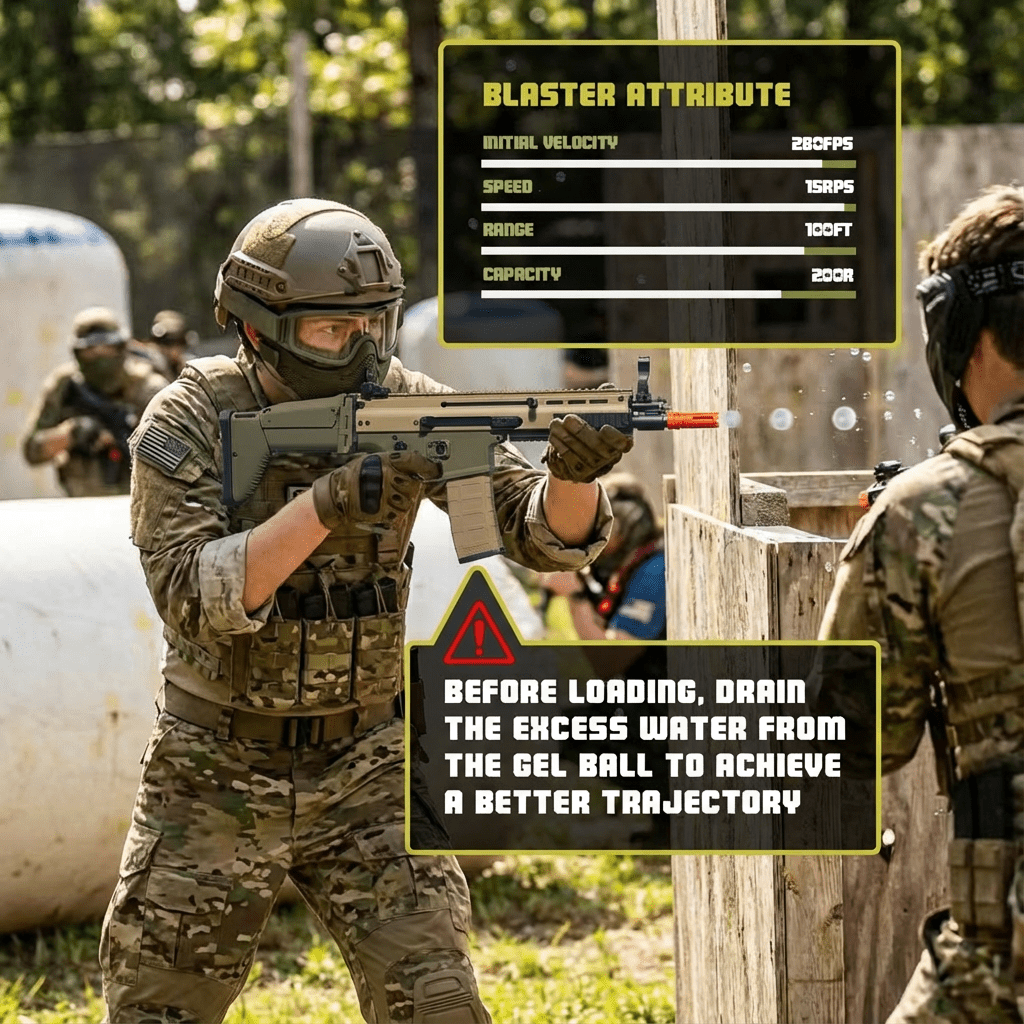 EMERBU Modified SCAR Splatter Gel Ball Blaster Gun(Tan) - EMERBUtoysEMERBUtoys