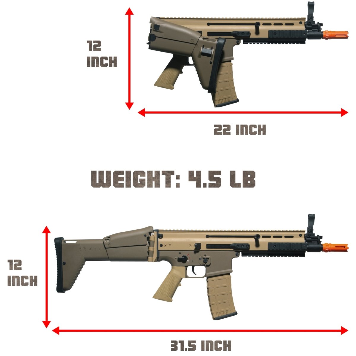 EMERBU Modified SCAR Splatter Gel Ball Blaster Gun(Tan) - EMERBUtoysEMERBUtoys