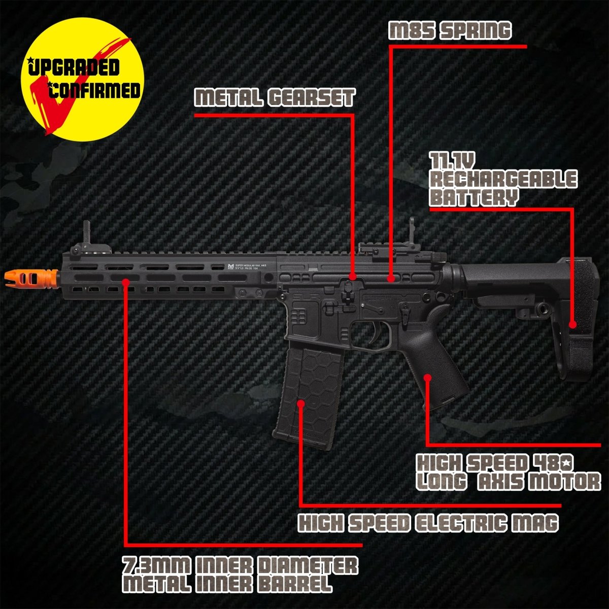 EMERBU Modified SLR Splatter Gel Ball Blaster Gun(Black) - EMERBUtoysEMERBUtoys