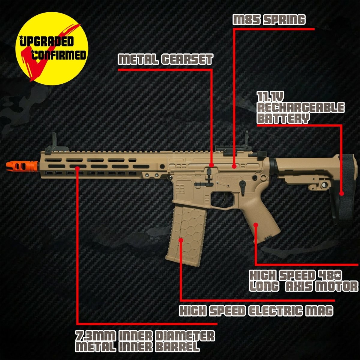 EMERBU Modified SLR Splatter Gel Ball Blaster Gun(Tan) - EMERBUtoysEMERBUtoys