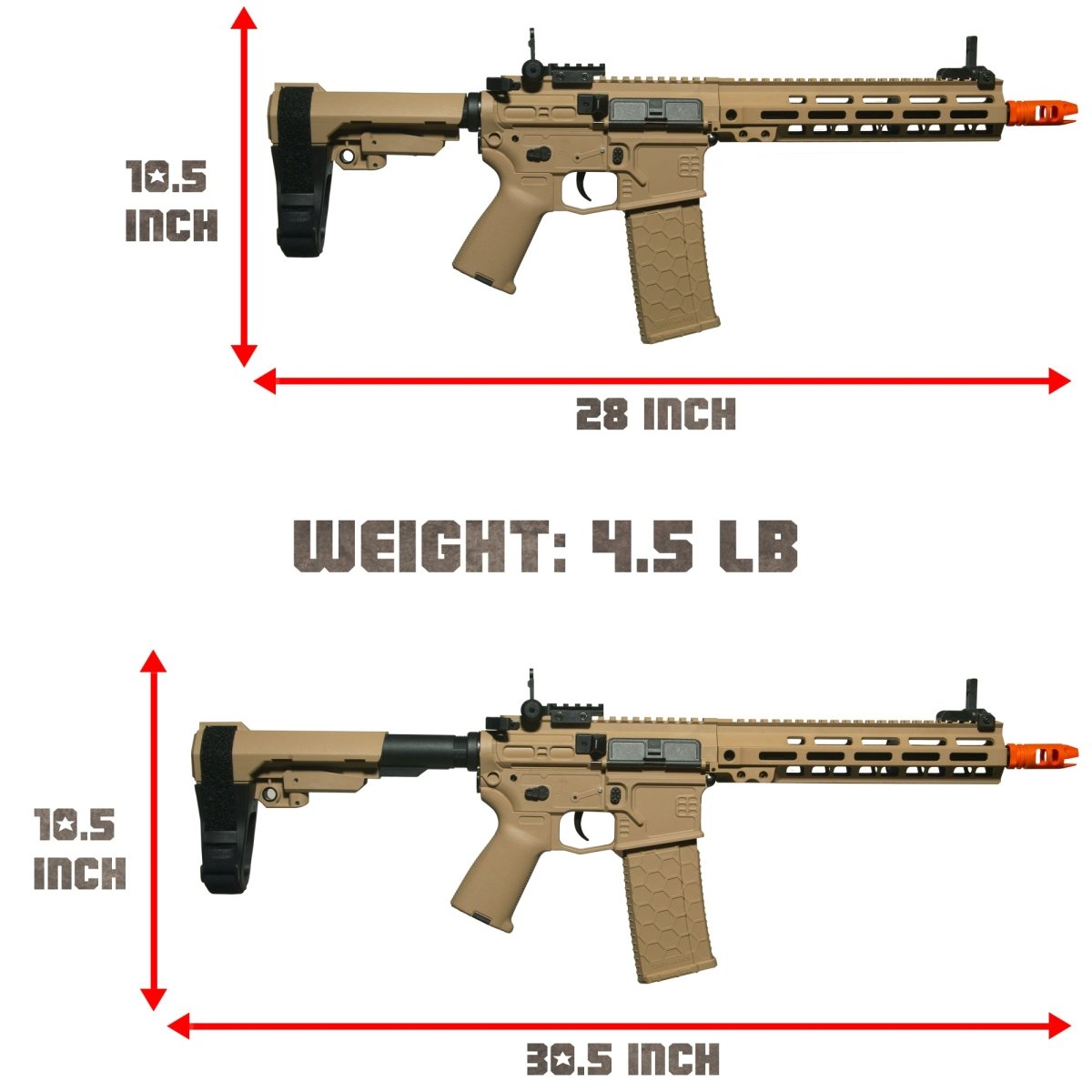 EMERBU Modified SLR Splatter Gel Ball Blaster Gun(Tan) - EMERBUtoysEMERBUtoys