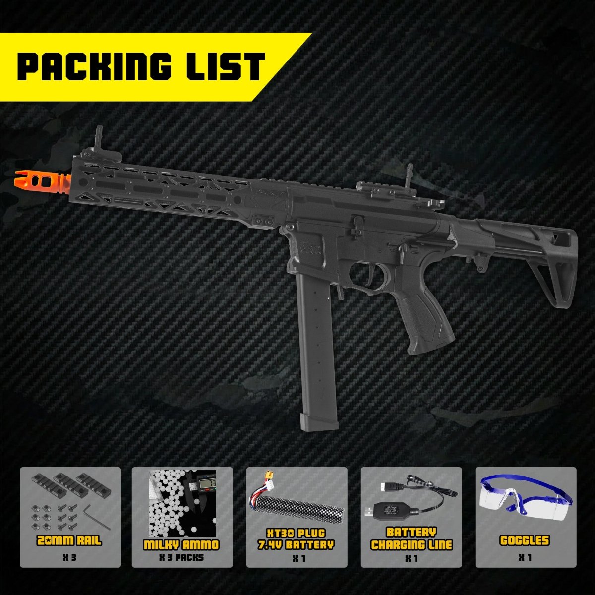 EMERBU Pro - Garde ARP9 Plus Splatter Gel Ball Blaster Gun(Black) - EMERBUtoysEMERBUtoys