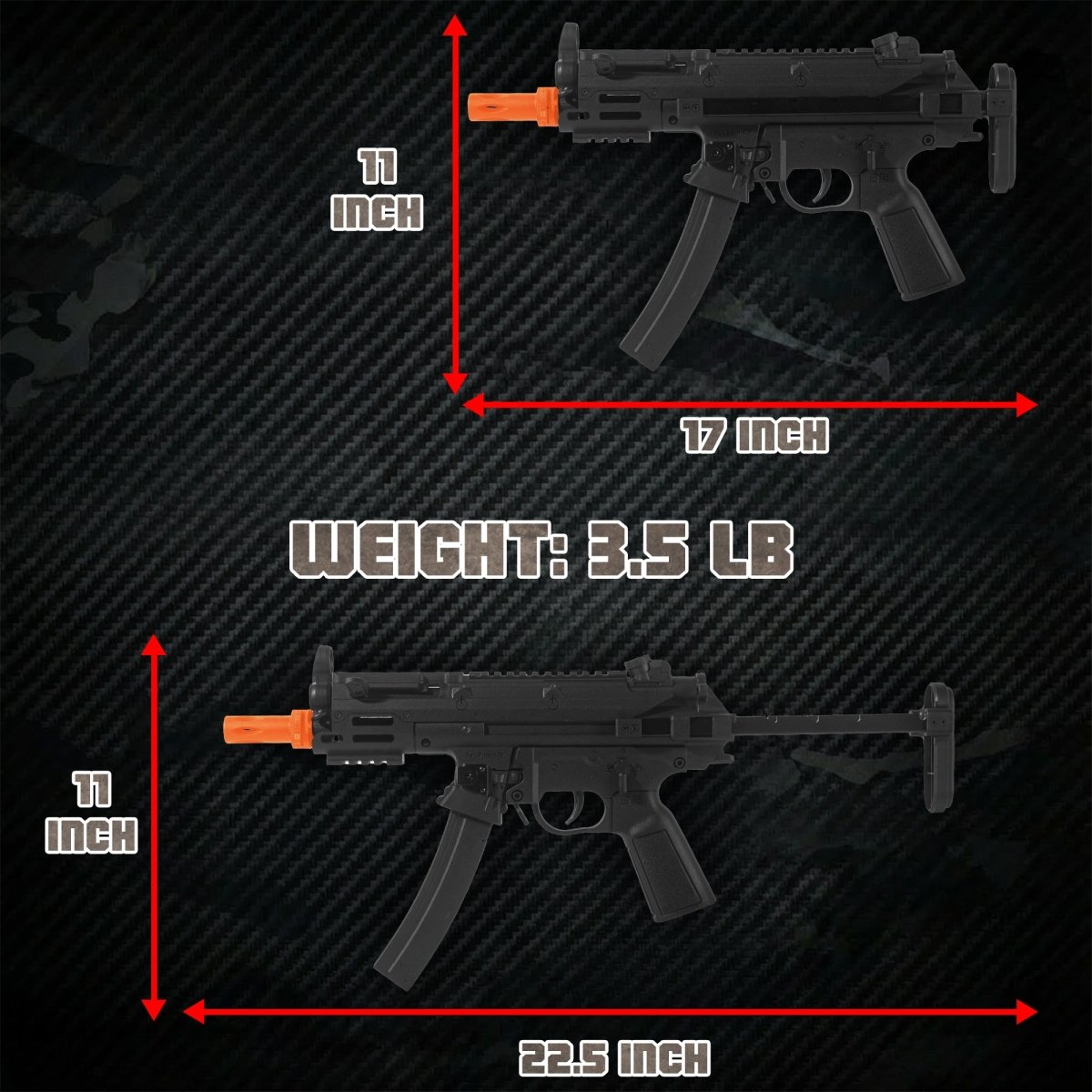 EMERBU Pro-Grade MP5UTG Splatter Gel Ball Blaster Gun(Black) - EMERBUtoysEMERBUtoys