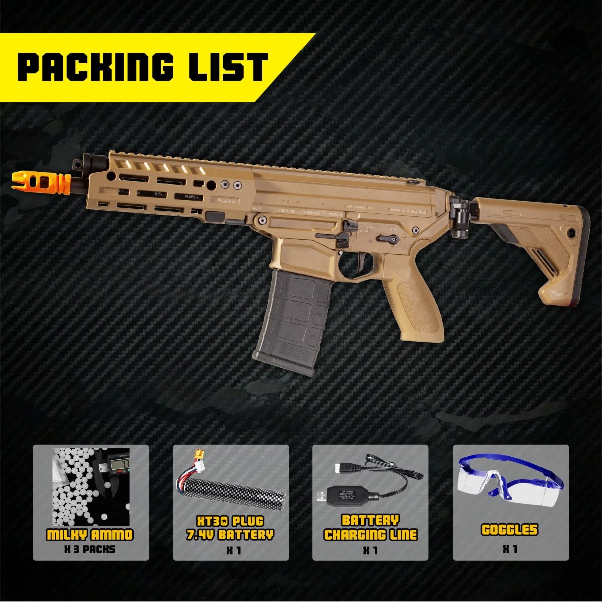 EMERBU Pro-Grade SIG563 Gel Blaster Gun(Tan) - EMERBUtoysEMERBUtoys